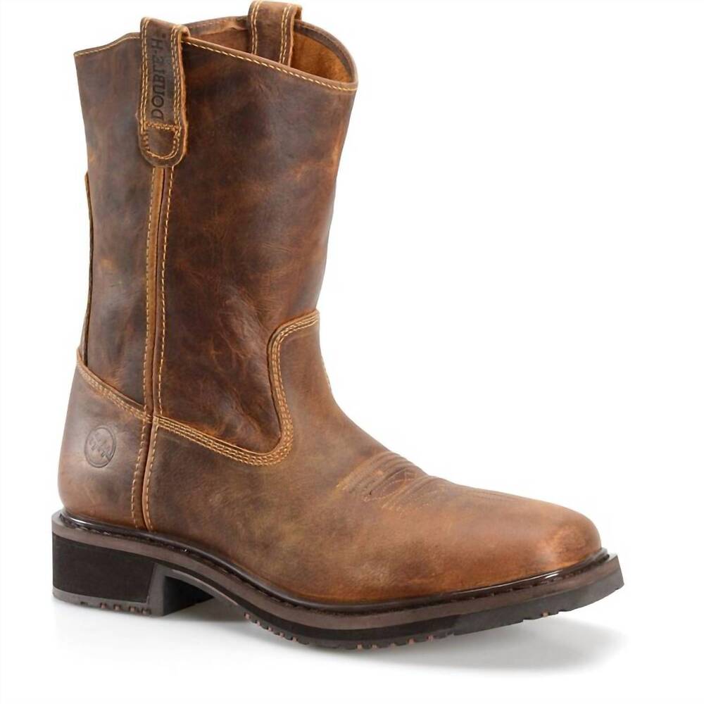 NEW DOUBLE-H BOOTS men's leather western steel toe boot in buff tan